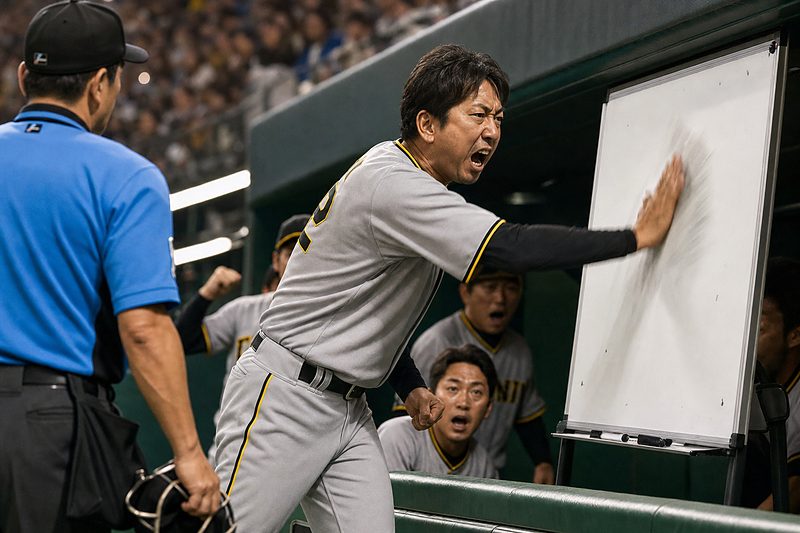 【速報】藤川監督が就任後初退場！リクエスト判定に抗議、6月10日ソフトバンク戦
