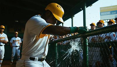 ベンチ殴り左手骨折