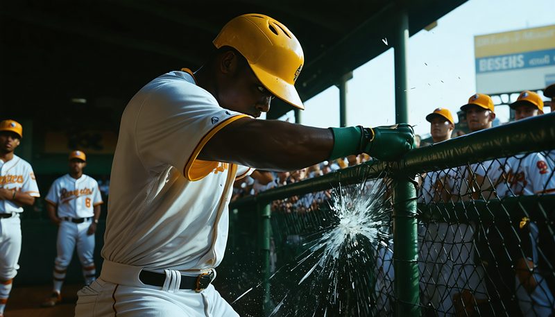 ベンチ殴り左手骨折